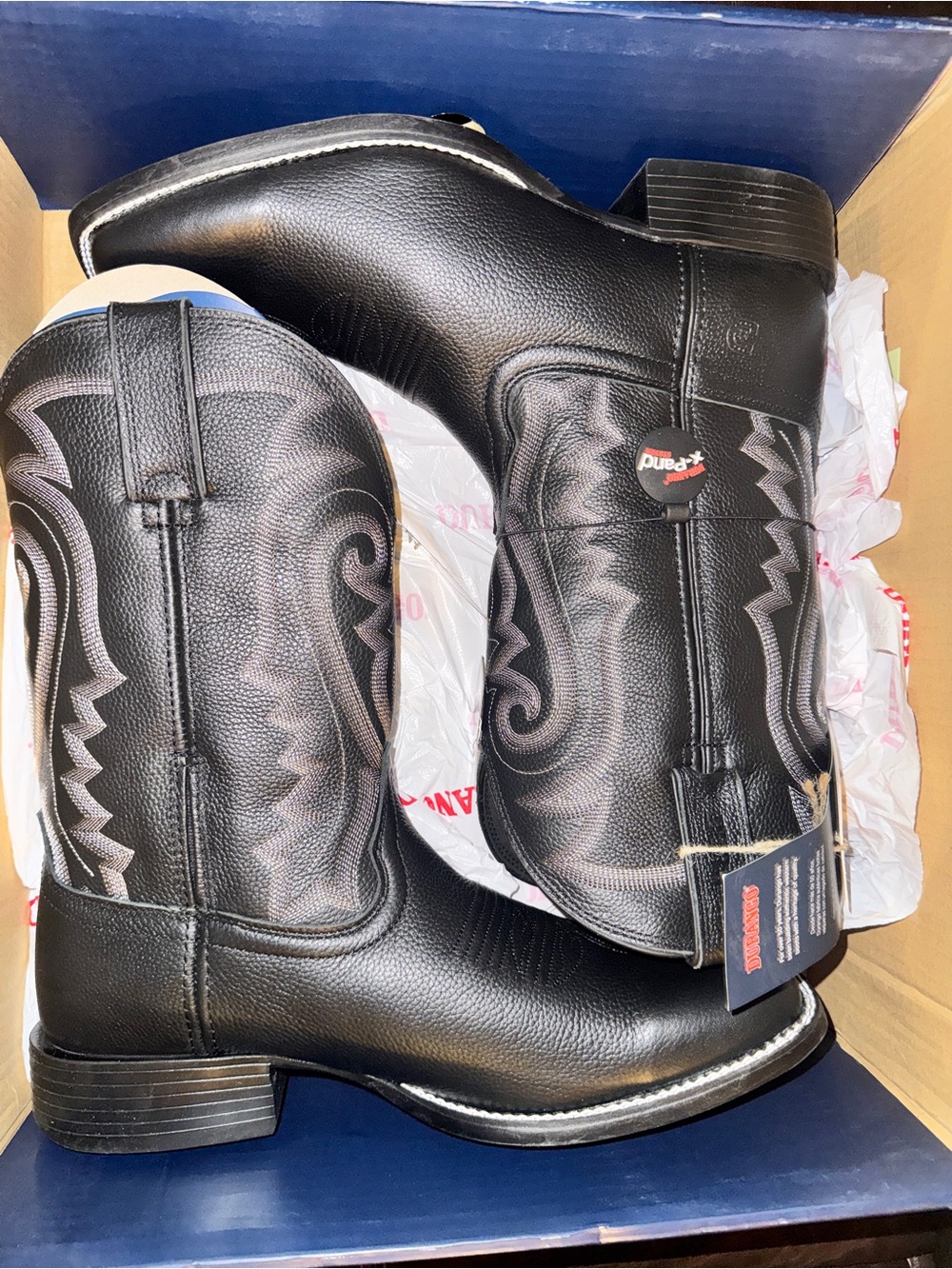 Durango Black Western Cowboy Boots with Silver Stitching
